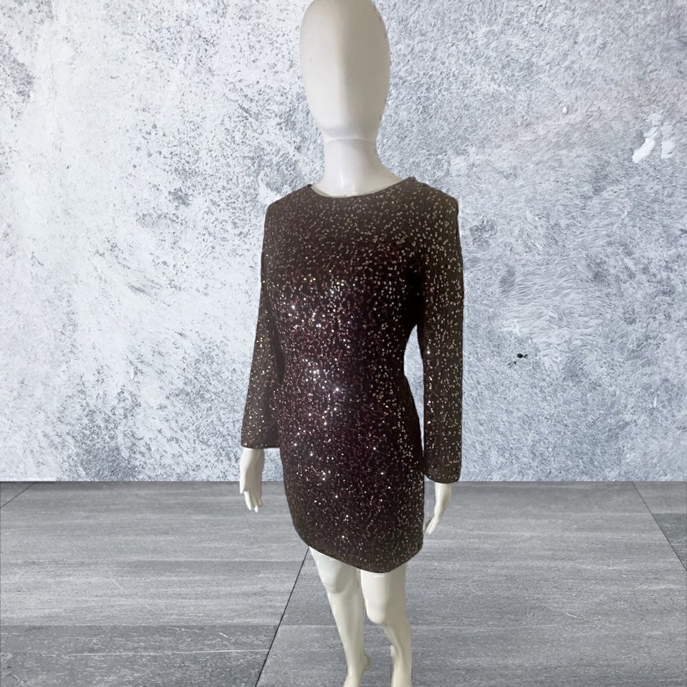 H&M Long Sleeve Low Back & Red Sequin Dress - Picture 3 of 7